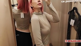 Clothed In Transparent Outfits, Redhead Flaunts Big Tits And Ass