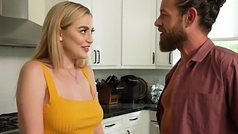 Quickie In The Kitchen Concludes With Cum In Jaw For Blake Blossom.