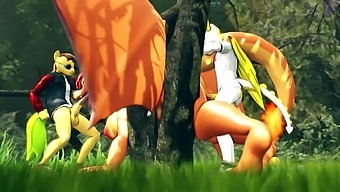 A Animated Forest Devotees Crave A Threesome With Charizard In The Woods.