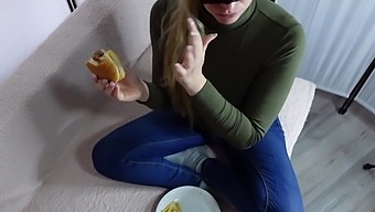 Czech Teen With Big Natural Tits Gets A Handjob And Cum In Hamburger