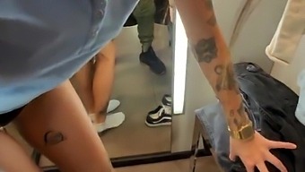 A Lustful Female Gives A Oral Sex In The Fitting Room For Some New Attire.