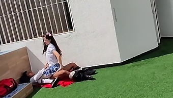 College Couple Gets Down And Dirty On The Roof