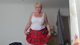 Voyeuristic White Grandma In Stockings And Skirt