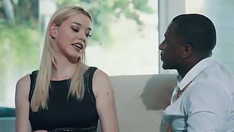 Long-Haired Blonde Anny Aurora Gets A Mouthful And A Blowjob From A Black Guy