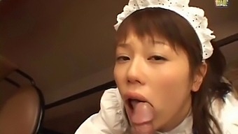 Japanese Teen With Big Breasts Gives A Blowjob
