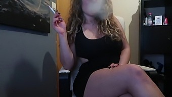 Amateur Black Babe In A Smoke-Filled Dress