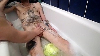Milf Mom Gives My Cock A Handjob And Showers Me In The Bathroom