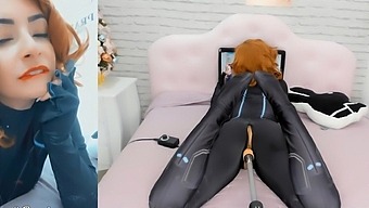 Black Widow Gets Her Pussy Pounded By Sex Machine