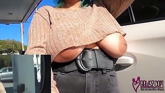 Chubby Ebony Girl Flaunts Her Big Tits In Public