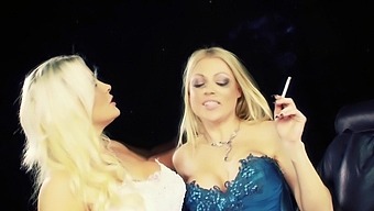 Longhaired Blondes Indulge In Smoking Fetish