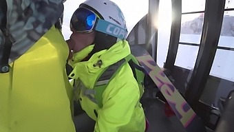 Ski Lift Cumshot: Big Dick Gets A Mouth Full