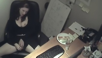 Brunette Office Girl Indulges In Solo Masturbation Play