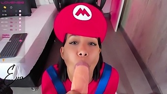 Solo Brunette Blowjob With Mario Kart 8 Bust