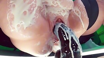 Cellulite-Covered Mama Rides Giant Dildo In Ice Cream Fetish Video