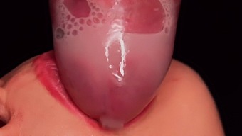 Intense Oral Shot: Milking Mouth Action With Condom And Ejaculation